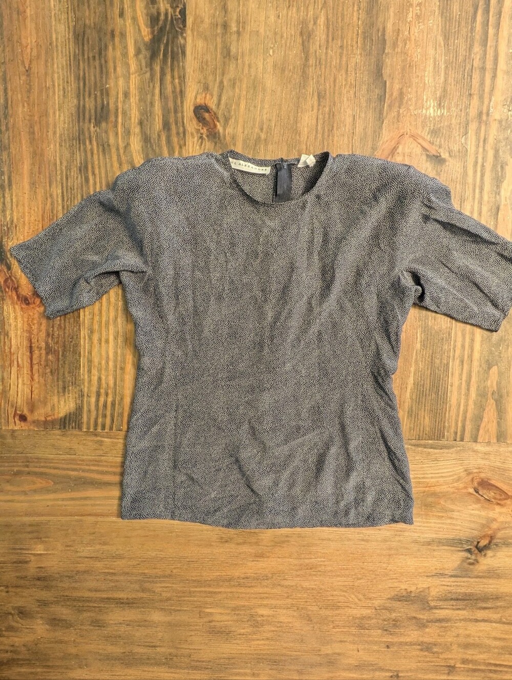Vintage Silk Paul Alexander Blouse Size 4 Short Sleeve Shoulder Pads 90s Top